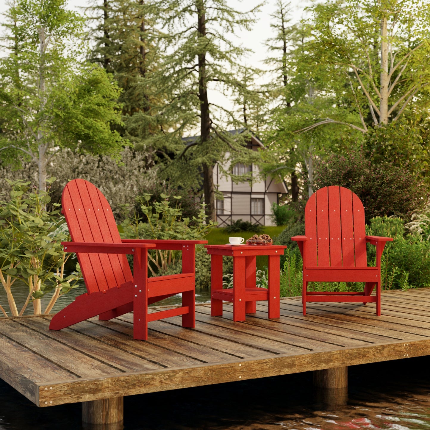 Wildridge Freedom 3-Piece Traditional Adirondack Set With Side Table - LEAD TIME TO SHIP 4 TO 6 WEEKS