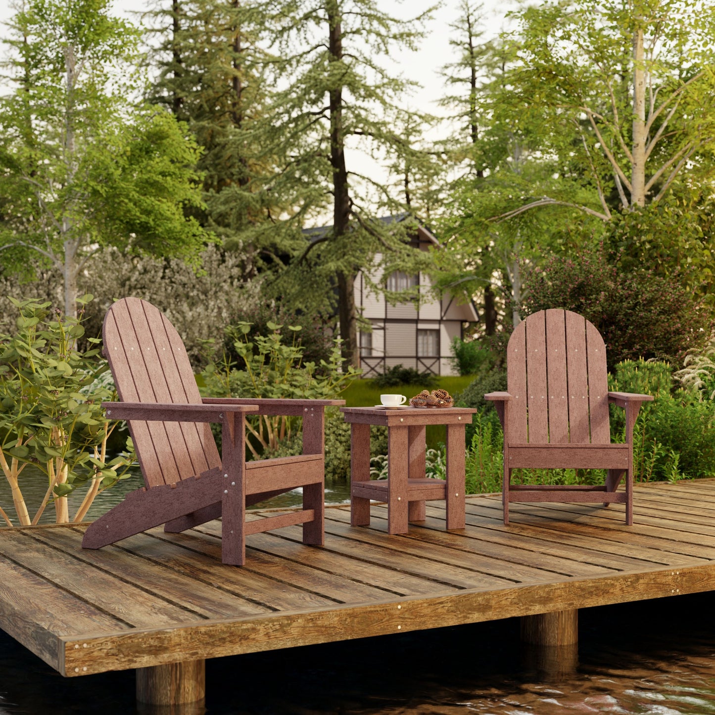 Wildridge Freedom 3-Piece Traditional Adirondack Set With Side Table - LEAD TIME TO SHIP 4 TO 6 WEEKS