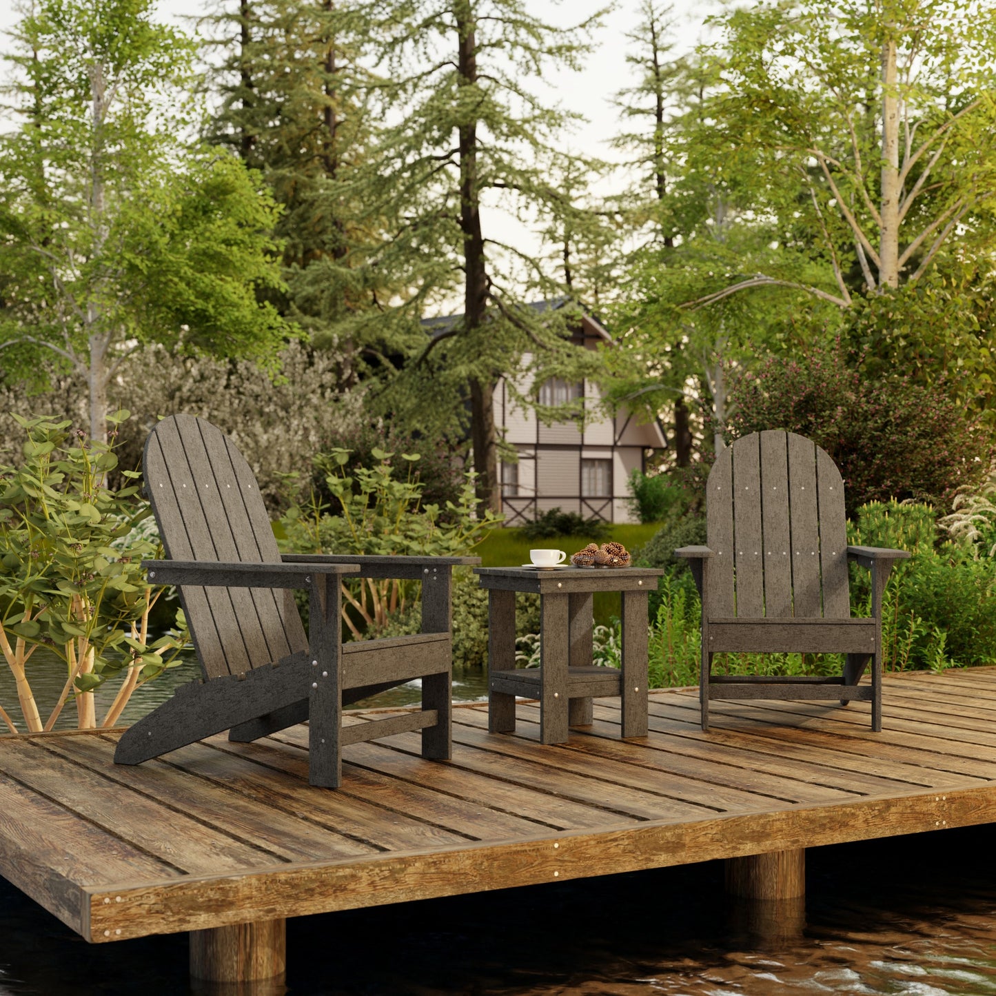 Wildridge Freedom 3-Piece Traditional Adirondack Set With Side Table - LEAD TIME TO SHIP 4 TO 6 WEEKS