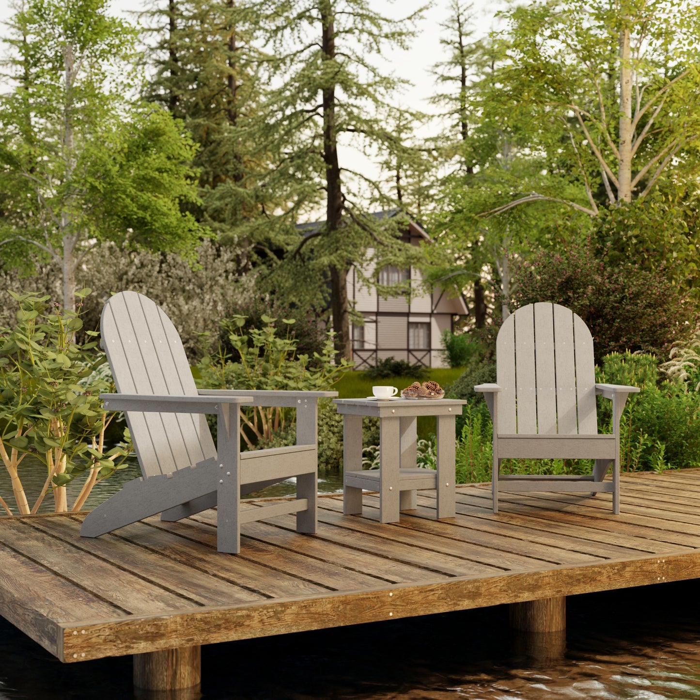 Wildridge Freedom 3-Piece Traditional Adirondack Set With Side Table - LEAD TIME TO SHIP 4 TO 6 WEEKS