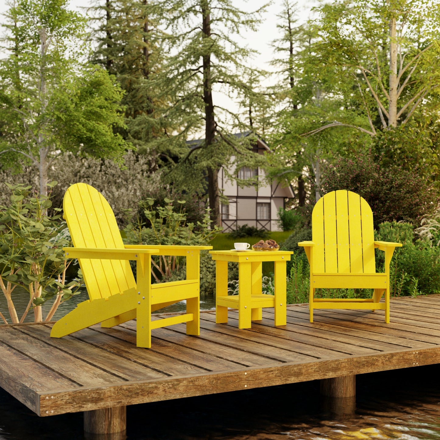 Wildridge Freedom 3-Piece Traditional Adirondack Set With Side Table - LEAD TIME TO SHIP 4 TO 6 WEEKS