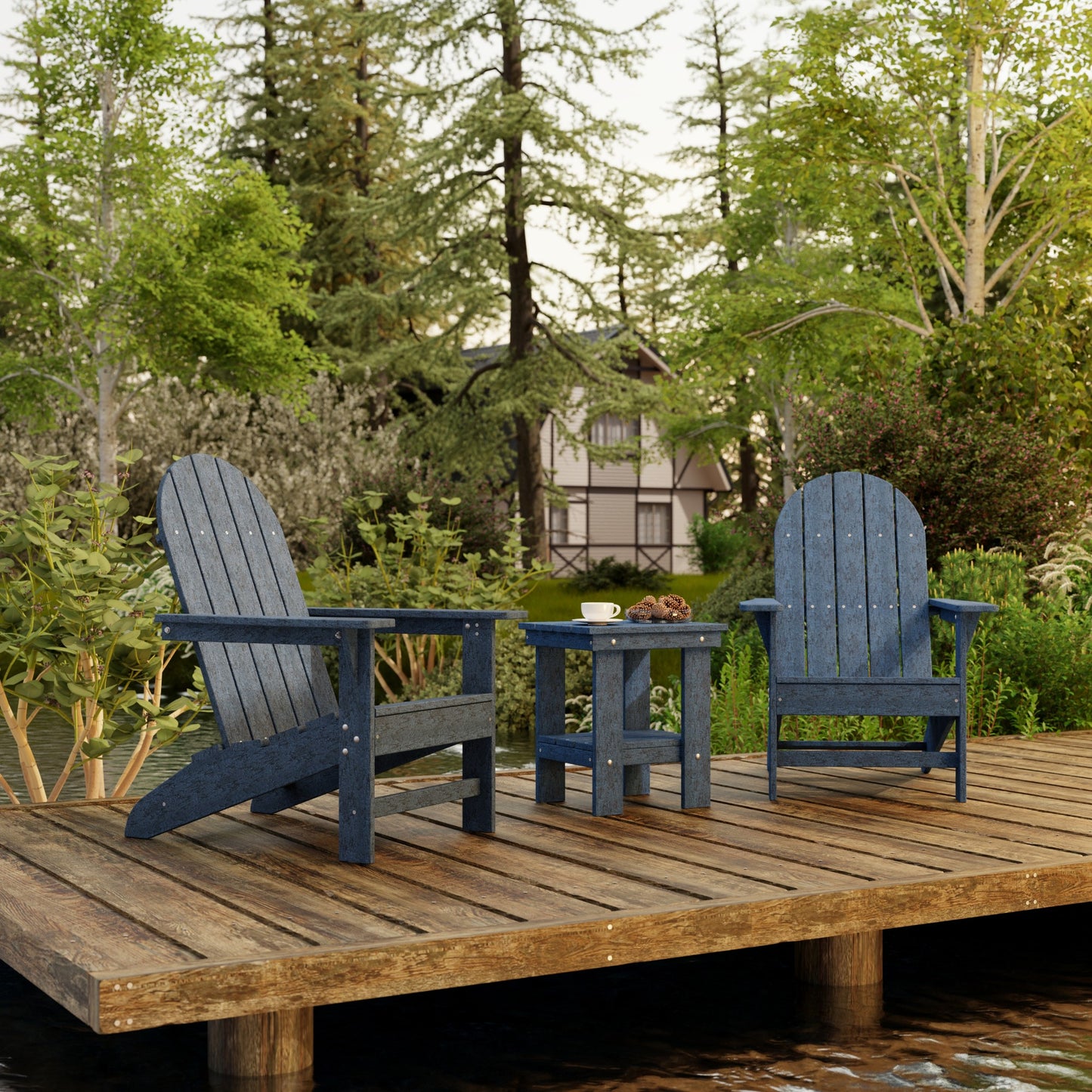 Wildridge Freedom 3-Piece Traditional Adirondack Set With Side Table - LEAD TIME TO SHIP 4 TO 6 WEEKS