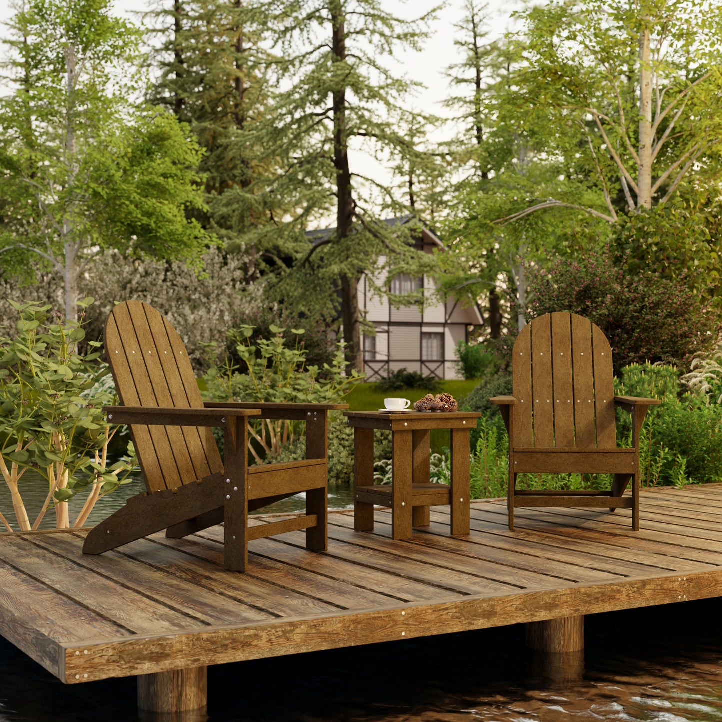 Wildridge Freedom 3-Piece Traditional Adirondack Set With Side Table - LEAD TIME TO SHIP 4 TO 6 WEEKS
