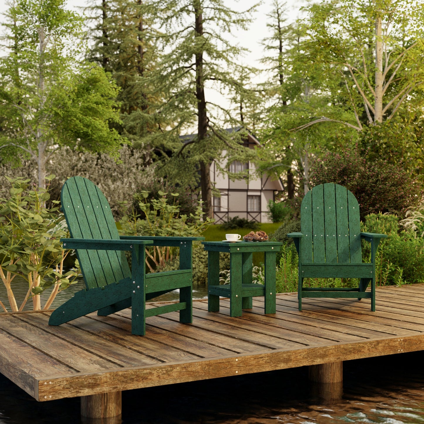 Wildridge Freedom 3-Piece Traditional Adirondack Set With Side Table - LEAD TIME TO SHIP 4 TO 6 WEEKS