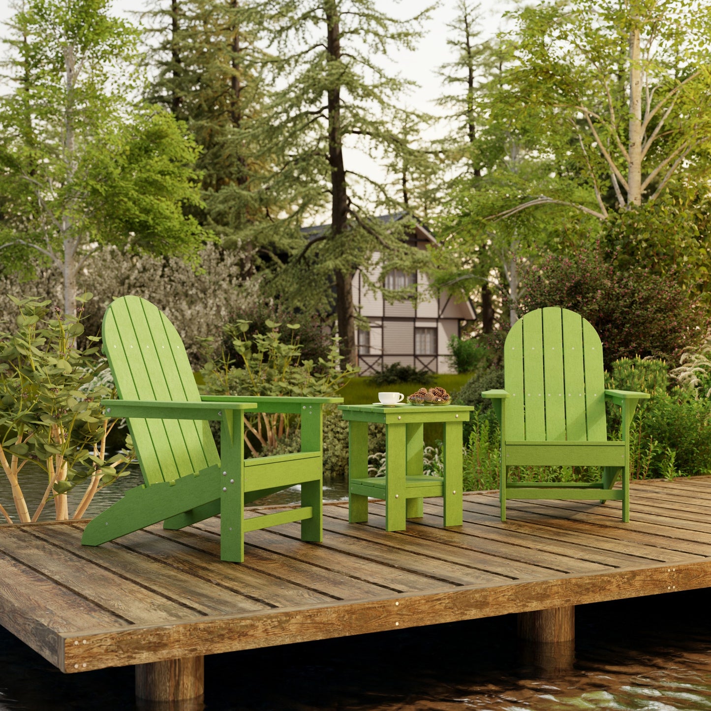 Wildridge Freedom 3-Piece Traditional Adirondack Set With Side Table - LEAD TIME TO SHIP 4 TO 6 WEEKS