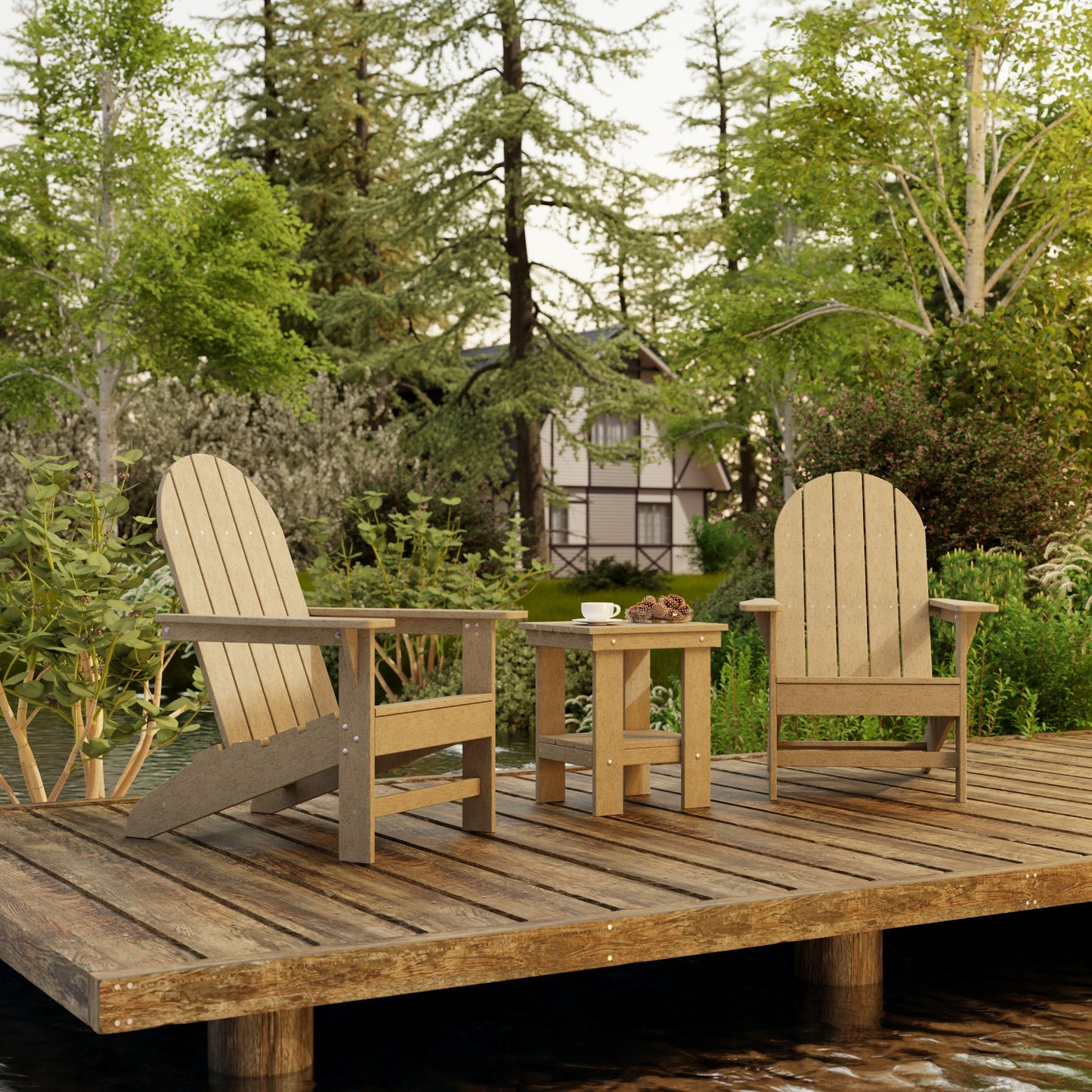Wildridge Freedom 3-Piece Traditional Adirondack Set With Side Table - LEAD TIME TO SHIP 4 TO 6 WEEKS