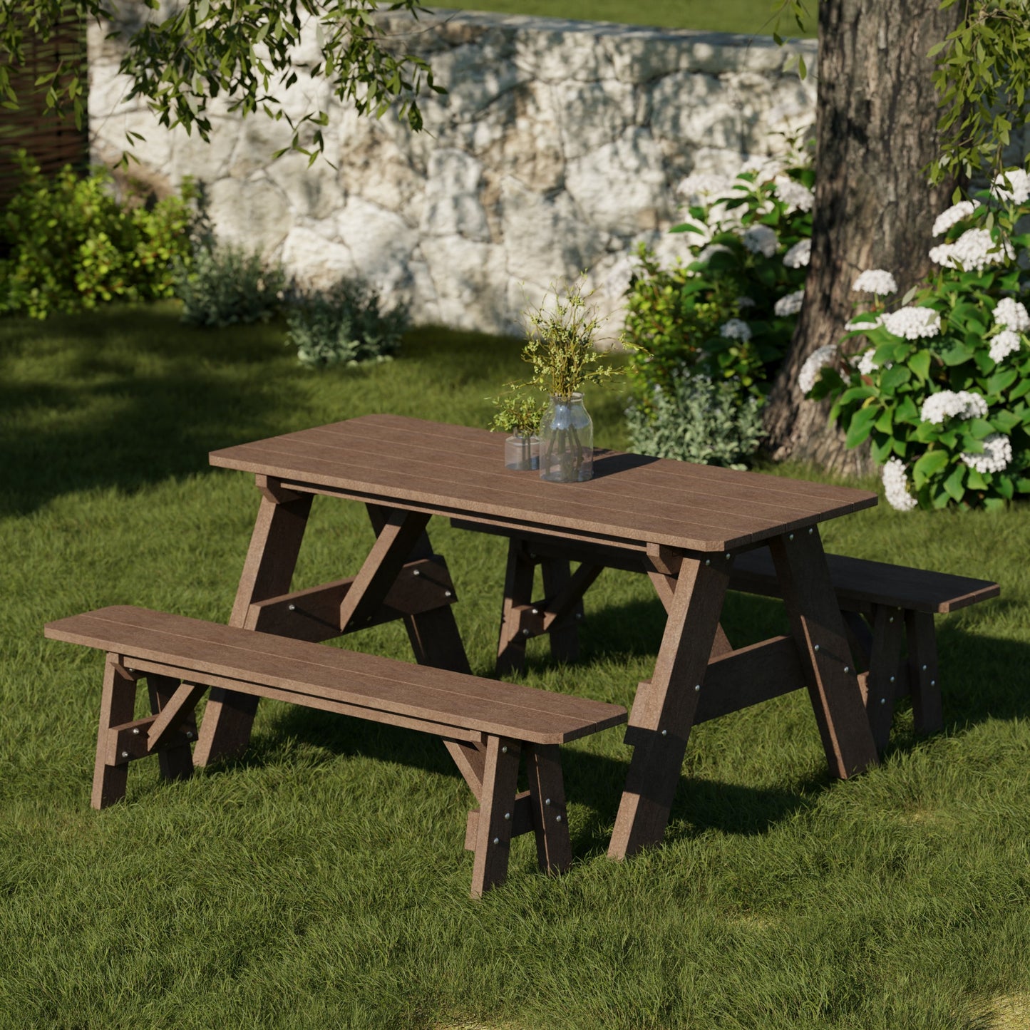 Wildridge Heritage 72" Picnic Table with Detached Benches - LEAD TIME TO SHIP 4 TO 6 WEEKS