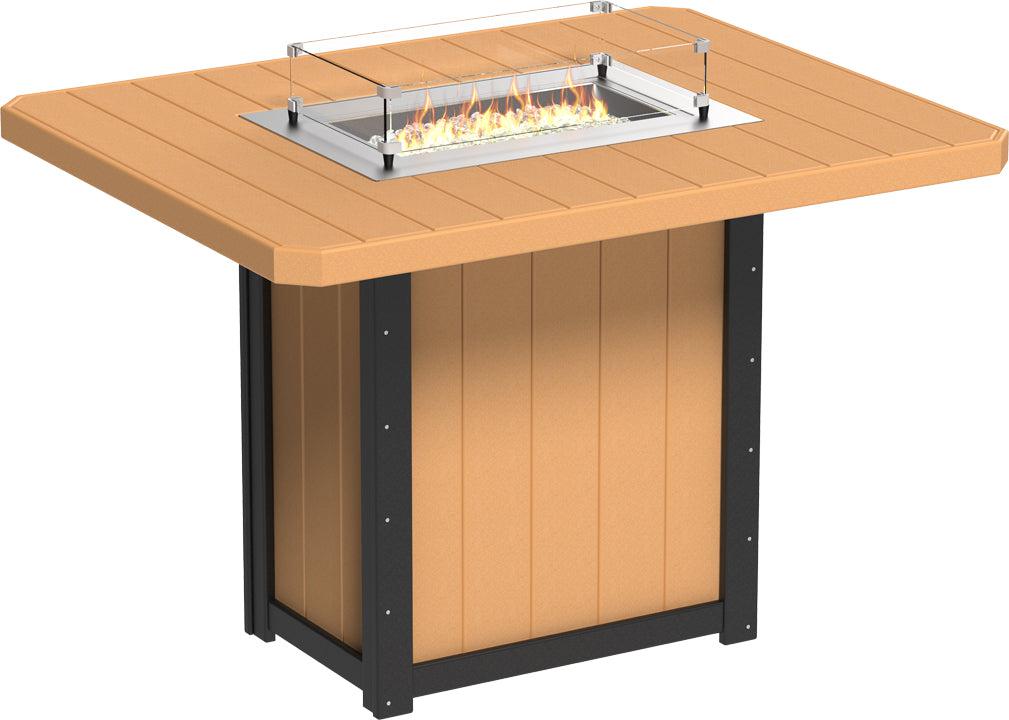 LuxCraft Recycled Plastic Lumin 62" Rectangular Fire Table (BAR HEIGHT) - LEAD TIME TO SHIP 3 TO 4 WEEKS