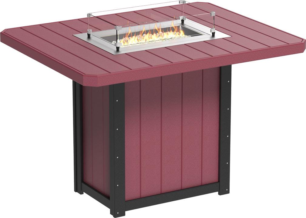 LuxCraft Recycled Plastic Lumin 62" Rectangular Fire Table (BAR HEIGHT) - LEAD TIME TO SHIP 3 TO 4 WEEKS