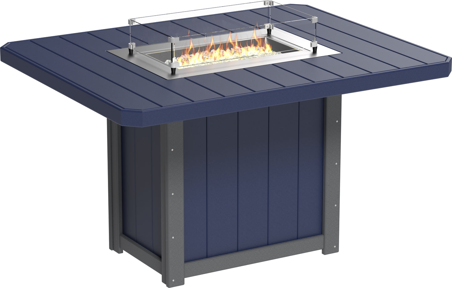 LuxCraft Recycled Plastic Lumin 62" Rectangular Fire Table (COUNTER HEIGHT) - LEAD TIME TO SHIP 3 TO 4 WEEKS