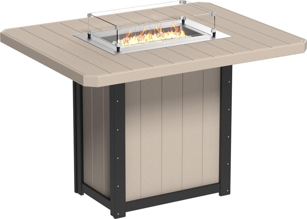 LuxCraft Recycled Plastic Lumin 62" Rectangular Fire Table (BAR HEIGHT) - LEAD TIME TO SHIP 3 TO 4 WEEKS