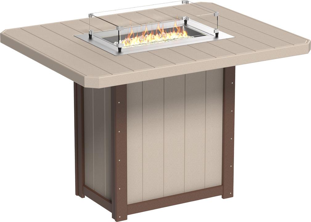 LuxCraft Recycled Plastic Lumin 62" Rectangular Fire Table (BAR HEIGHT) - LEAD TIME TO SHIP 3 TO 4 WEEKS