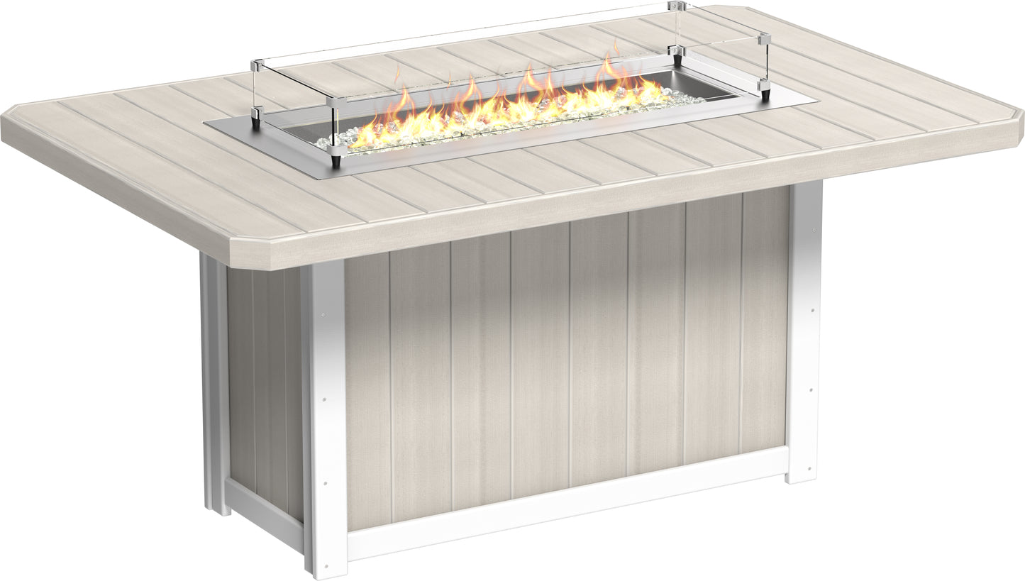 LuxCraft Recycled Plastic Lumin 79" Rectangular Fire Table (COUNTER HEIGHT) - LEAD TIME TO SHIP 3 TO 4 WEEKS