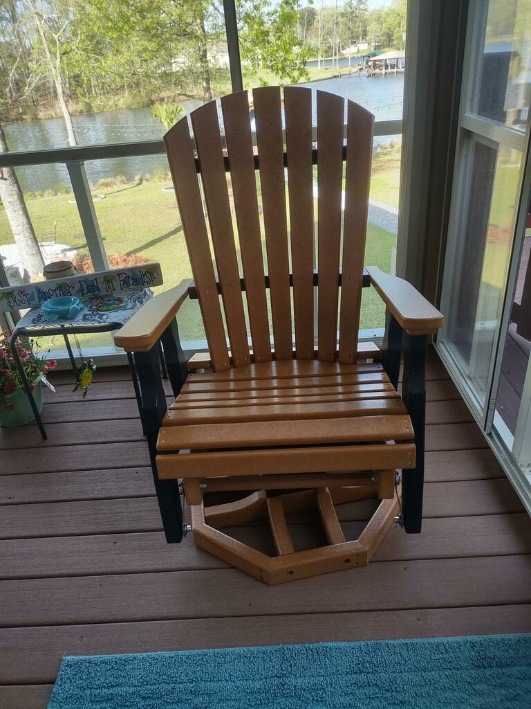 poly fanback swivel glider cedar on black