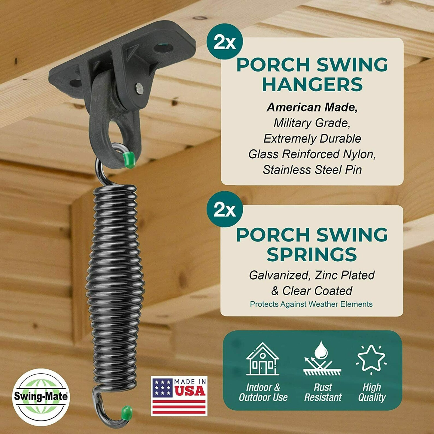 Levi Innovations Classic Porch Swing Hanging Kit (Made in USA) - BLACK - LEAD TIME TO SHIP 5 TO 7 BUSINESS DAYS