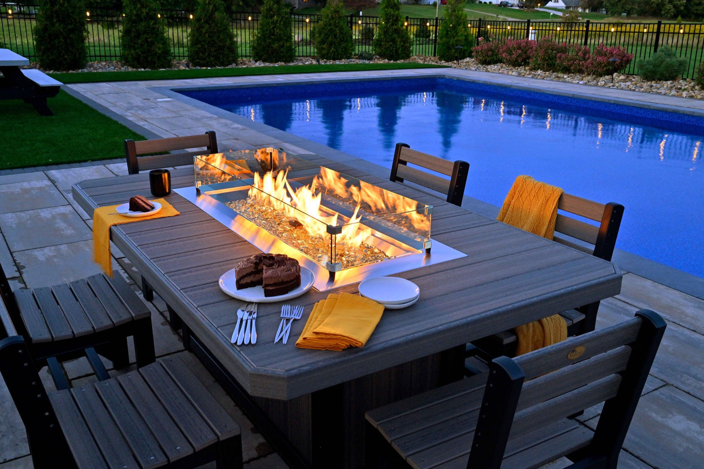 LuxCraft Recycled Plastic Lumin 79" Rectangular Fire Table (COUNTER HEIGHT) - LEAD TIME TO SHIP 3 TO 4 WEEKS