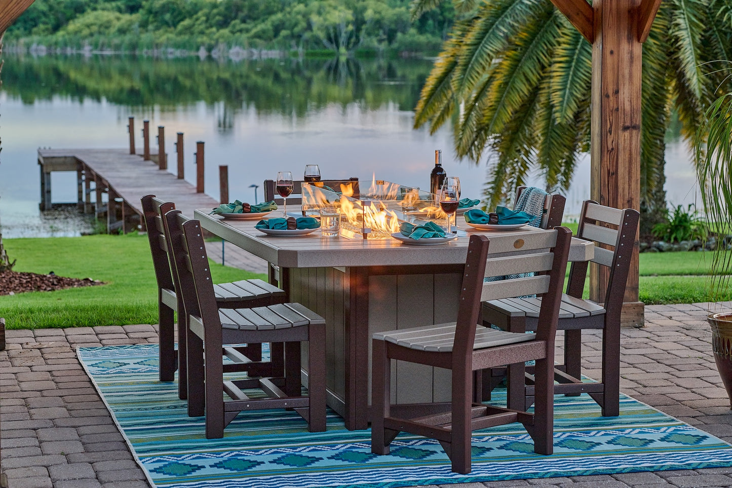 LuxCraft Recycled Plastic Lumin 79" Rectangular Fire Table (COUNTER HEIGHT) - LEAD TIME TO SHIP 3 TO 4 WEEKS