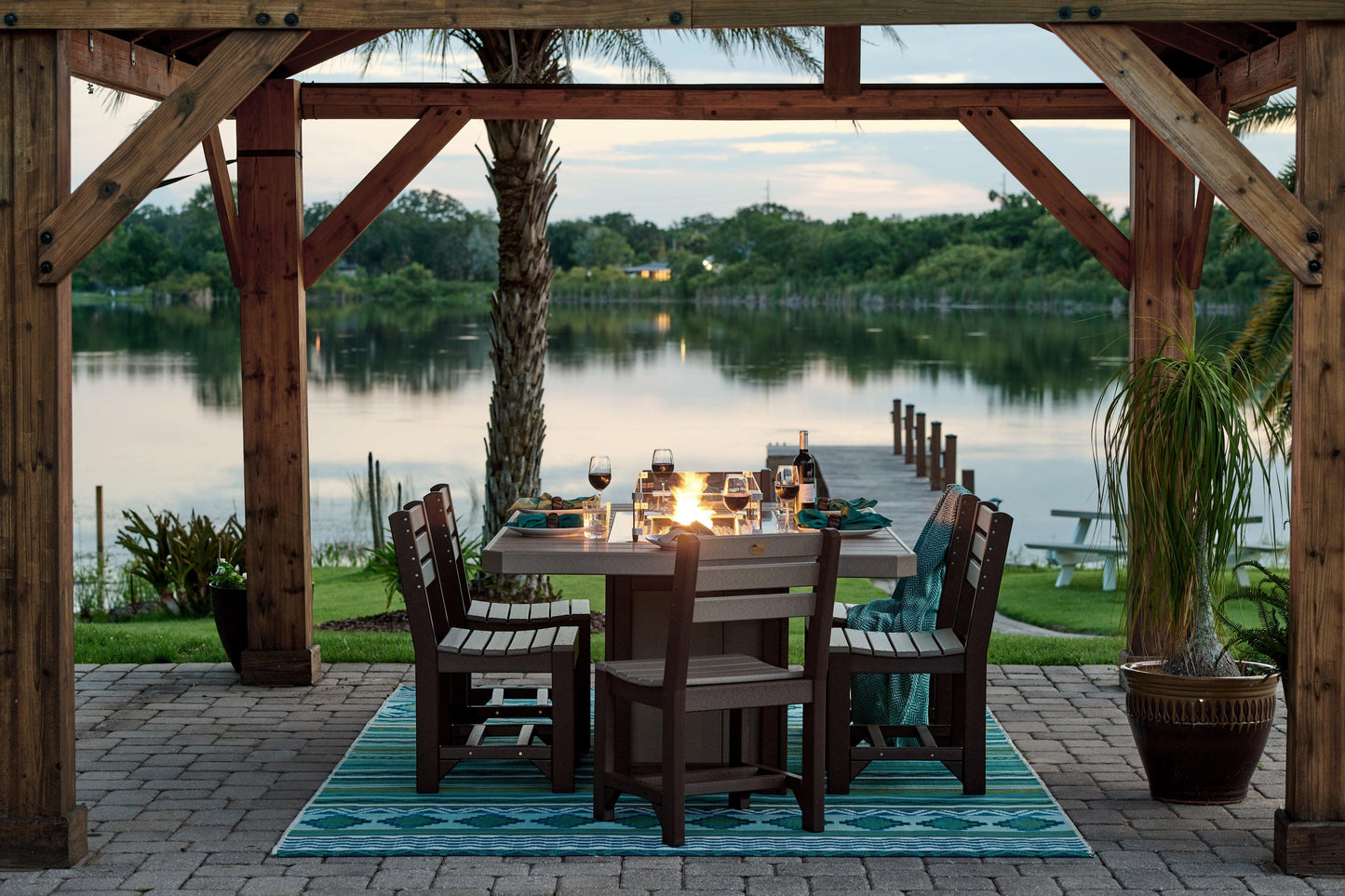 LuxCraft Recycled Plastic Lumin 79" Rectangular Fire Table (COUNTER HEIGHT) - LEAD TIME TO SHIP 3 TO 4 WEEKS