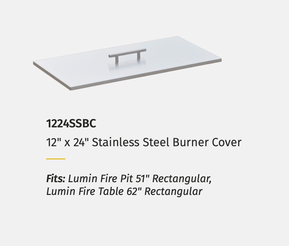 LuxCraft Lumin 12" x 24" Stainless Steel Burner Cover - LEAD TIME TO SHIP 3 TO 4 WEEKS