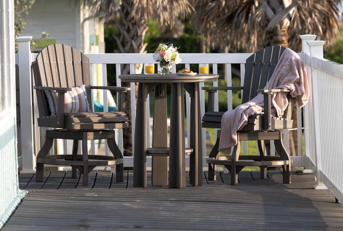 LuxCraft Recycled Plastic Adirondack Swivel Chair Balcony Table Set (COUNTER HEIGHT) LEAD TIME TO SHIP TO WEEKS