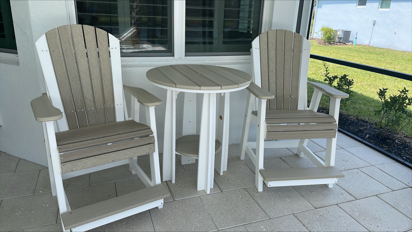 LuxCraft Recycled Plastic Counter Height Adirondack Balcony Table Set  - LEAD TIME TO SHIP 10 to 12 BUSINESS DAYS