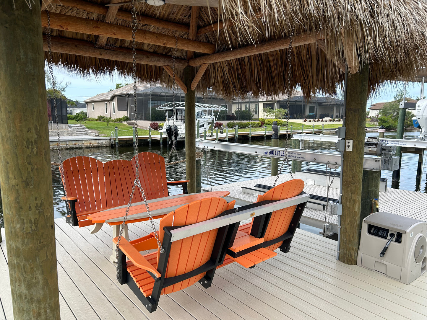 LuxCraft Adirondack 5ft. Recycled Plastic Porch Swing with Flip Down Center Console  - LEAD TIME TO SHIP 10 BUSINESS DAYS OR LESS