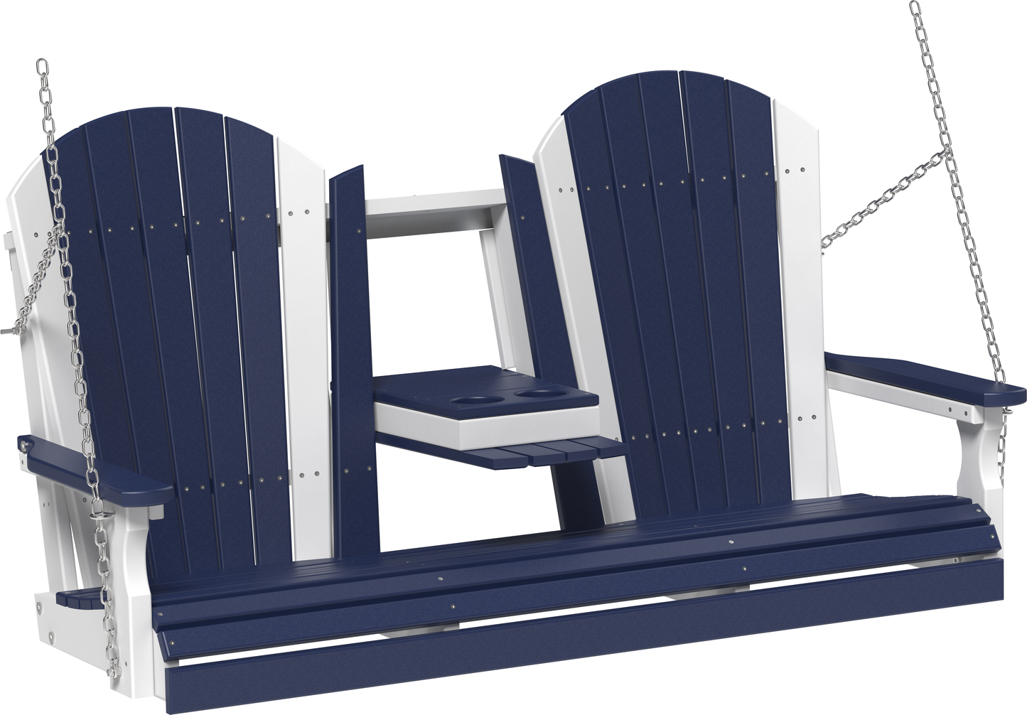 LuxCraft Adirondack 5ft. Recycled Plastic Porch Swing with Flip Down Center Console  - LEAD TIME TO SHIP 7 BUSINESS DAYS OR LESS