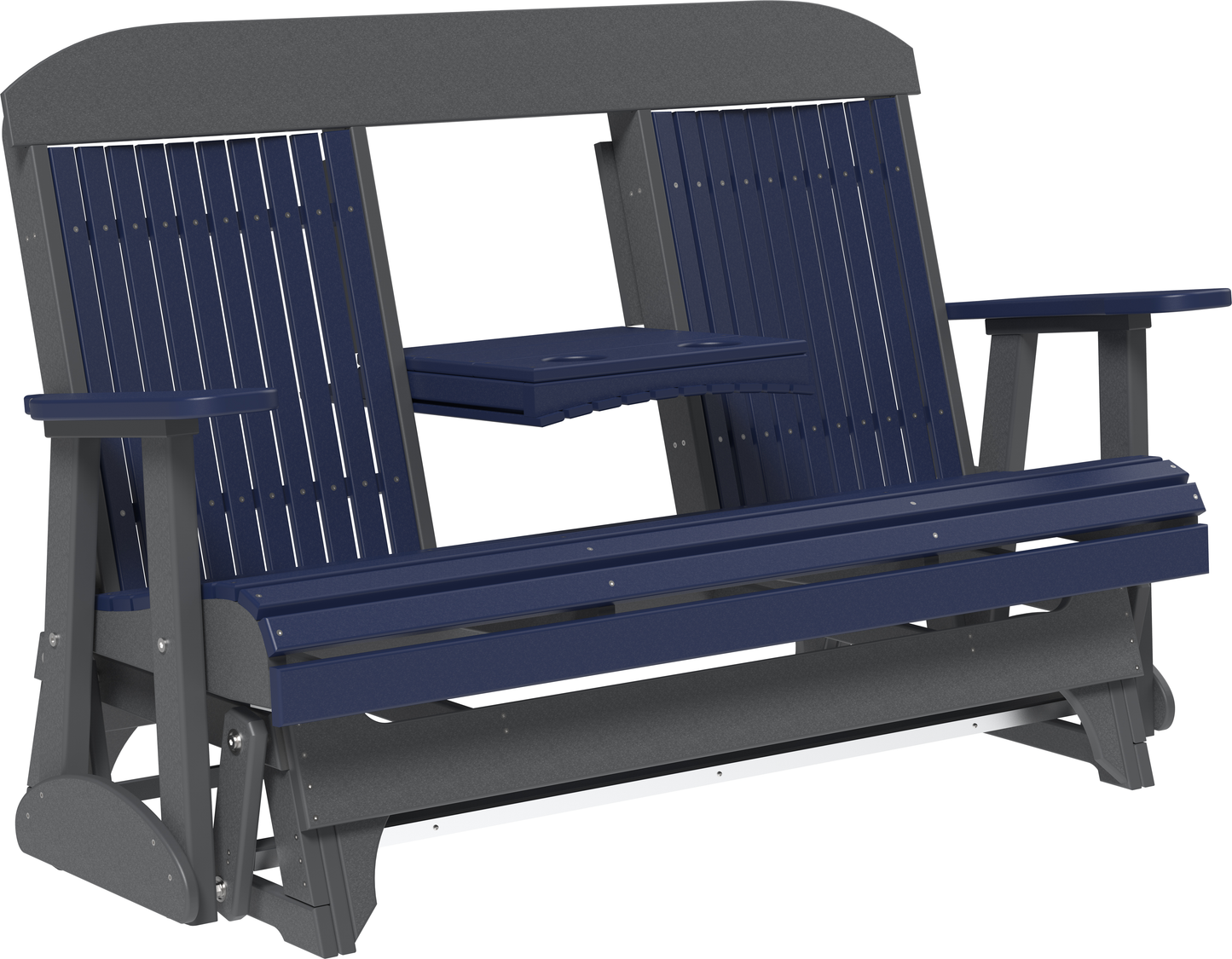 LuxCraft Classic Highback 5ft. Recycled Plastic Glider with Flip Down Center Console  - LEAD TIME TO SHIP 7 BUSINESS DAYS OR LESS