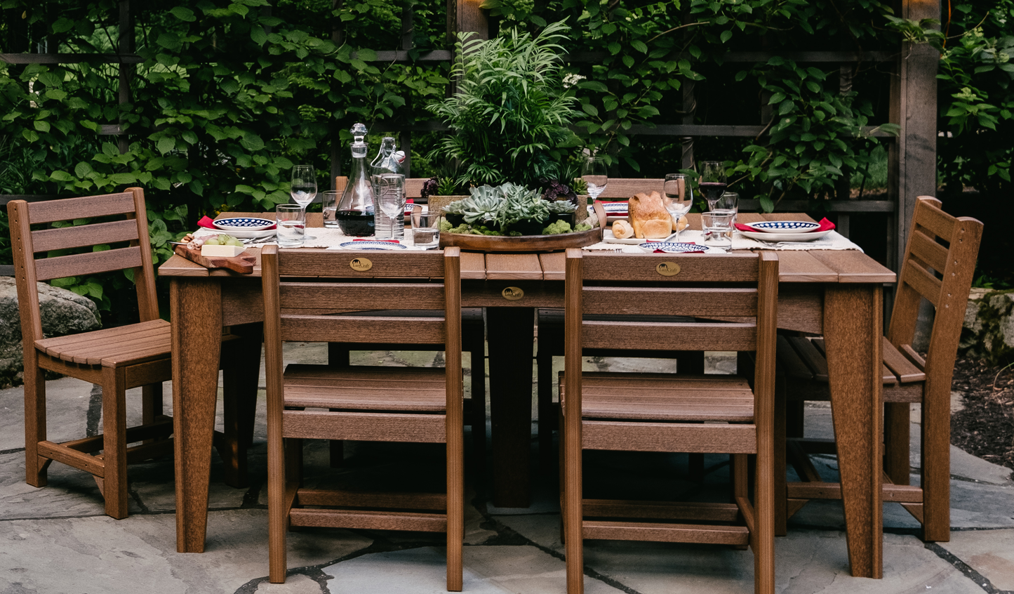 LuxCraft Recycled Plastic 44" x 72" Rectangular Island 7 pc Dining Height Table Set - LEAD TIME TO SHIP 3 TO 4 WEEKS
