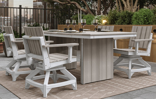 LuxCraft Recycled Plastic 4' x 6' Urban Oval Table 5 Pc Swivel Chair Dining Set (DINING HEIGHT) - LEAD TIME TO SHIP 3 TO 4 WEEKS