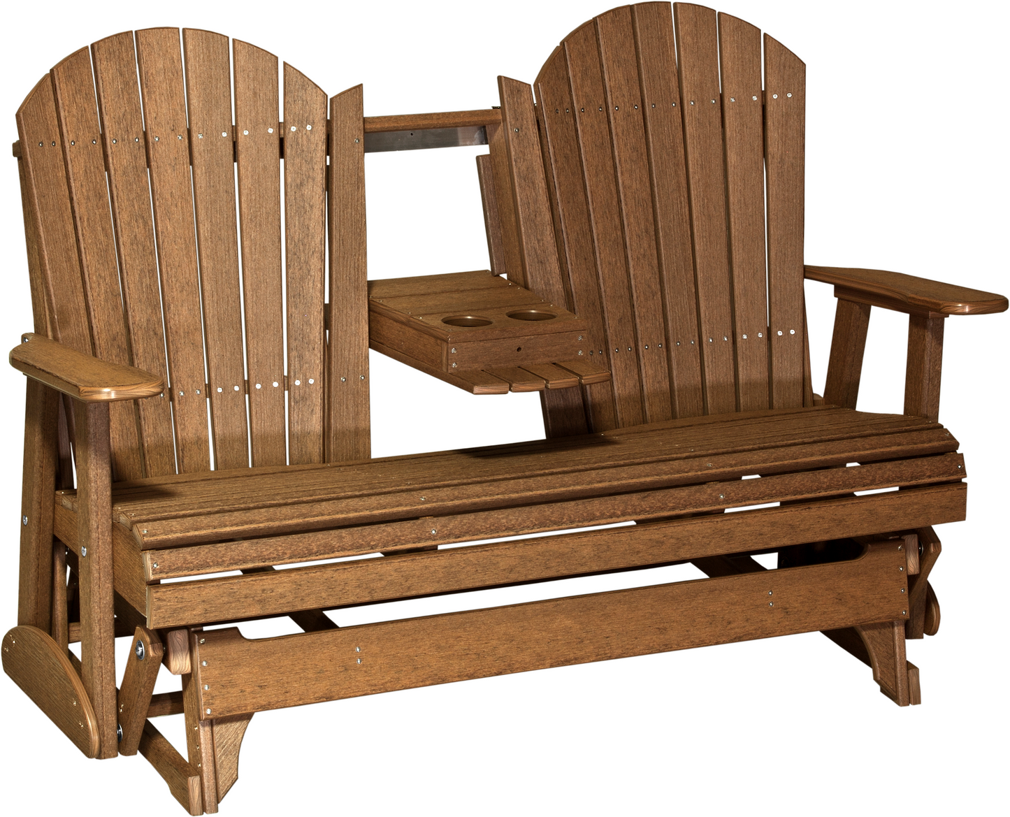 LuxCraft Recycled Plastic 5' Adirondack Glider Chair With Flip Down Center Console  - LEAD TIME TO SHIP 7 BUSINESS DAYS OR LESS