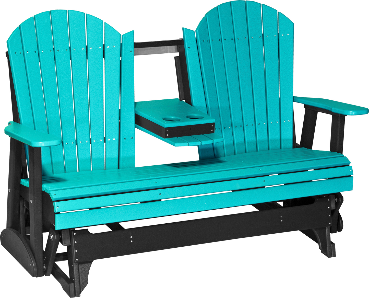 LuxCraft Recycled Plastic 5' Adirondack Glider Chair With Flip Down Center Console  - LEAD TIME TO SHIP 7 BUSINESS DAYS OR LESS