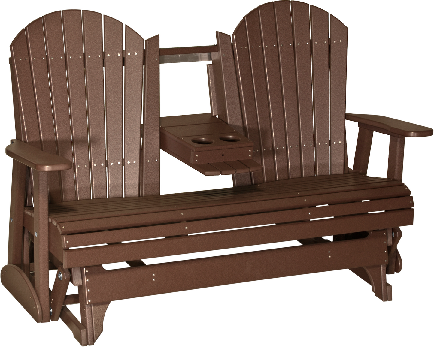 LuxCraft Recycled Plastic 5' Adirondack Glider Chair With Flip Down Center Console  - LEAD TIME TO SHIP 7 BUSINESS DAYS OR LESS