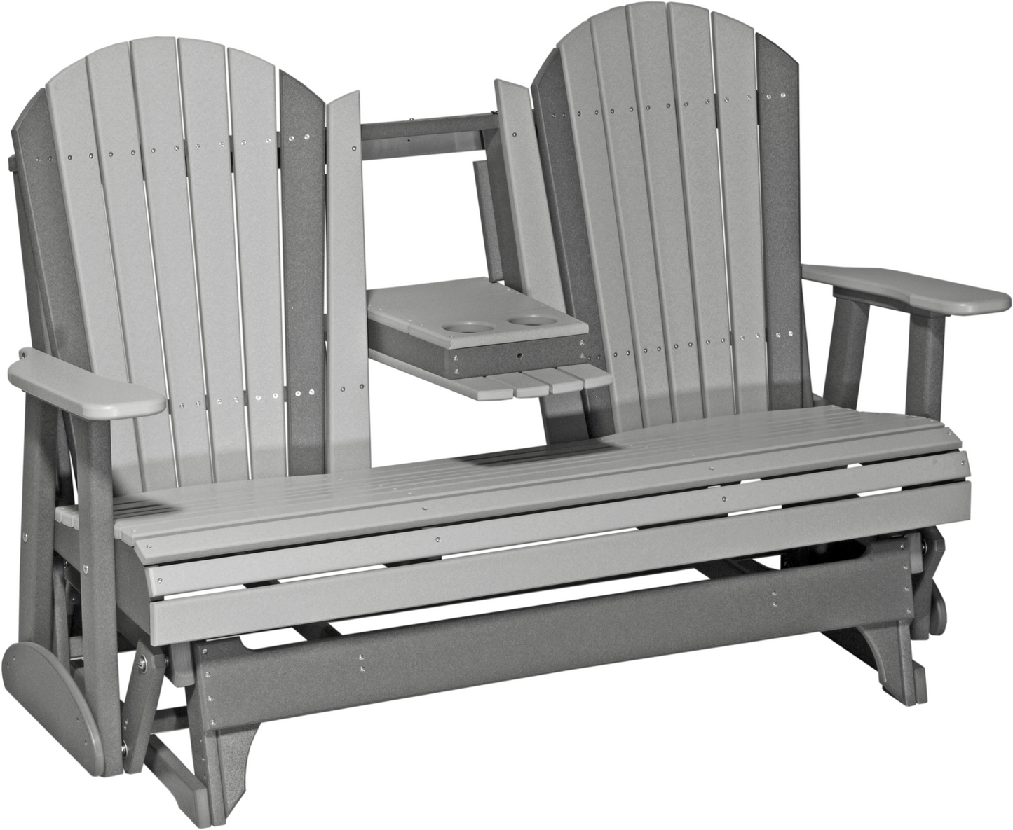 LuxCraft Recycled Plastic 5' Adirondack Glider Chair With Flip Down Center Console  - LEAD TIME TO SHIP 7 BUSINESS DAYS OR LESS
