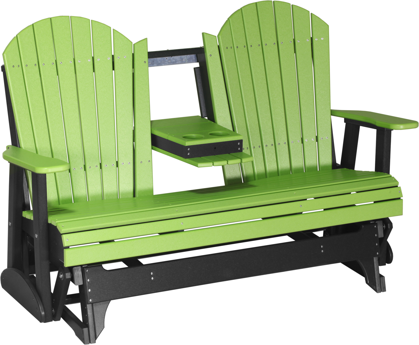 LuxCraft Recycled Plastic 5' Adirondack Glider Chair With Flip Down Center Console  - LEAD TIME TO SHIP 7 BUSINESS DAYS OR LESS