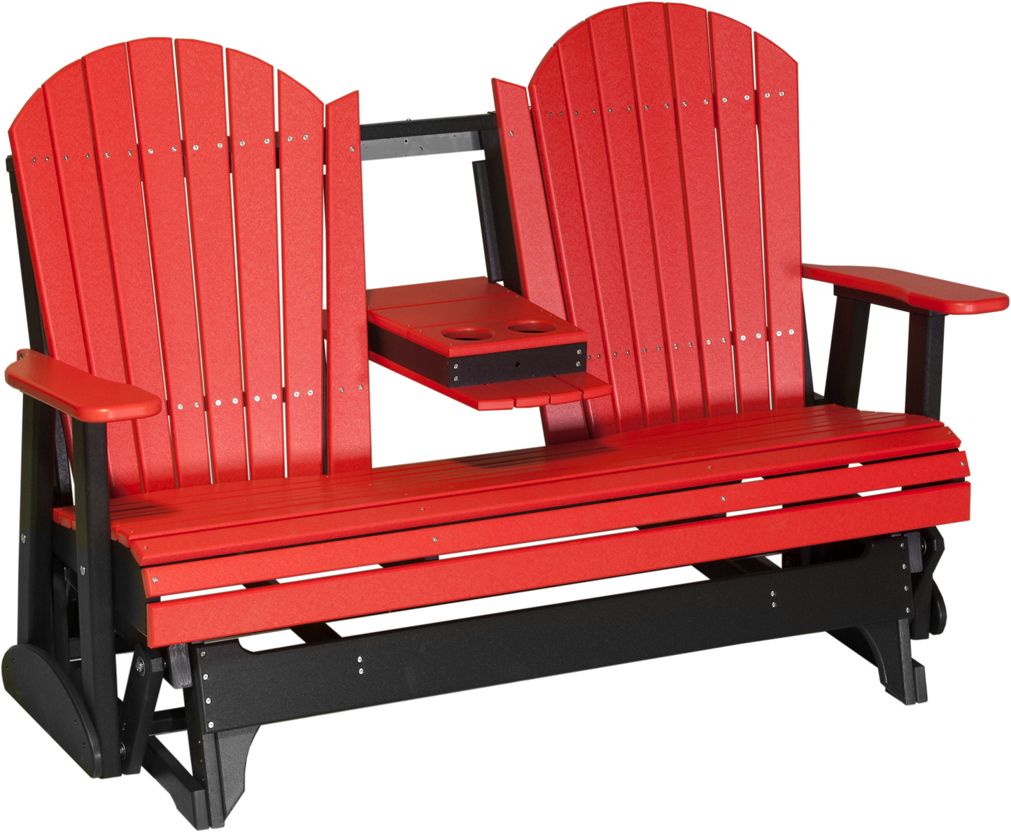 LuxCraft Recycled Plastic 5' Adirondack Glider Chair With Flip Down Center Console  - LEAD TIME TO SHIP 7 BUSINESS DAYS OR LESS