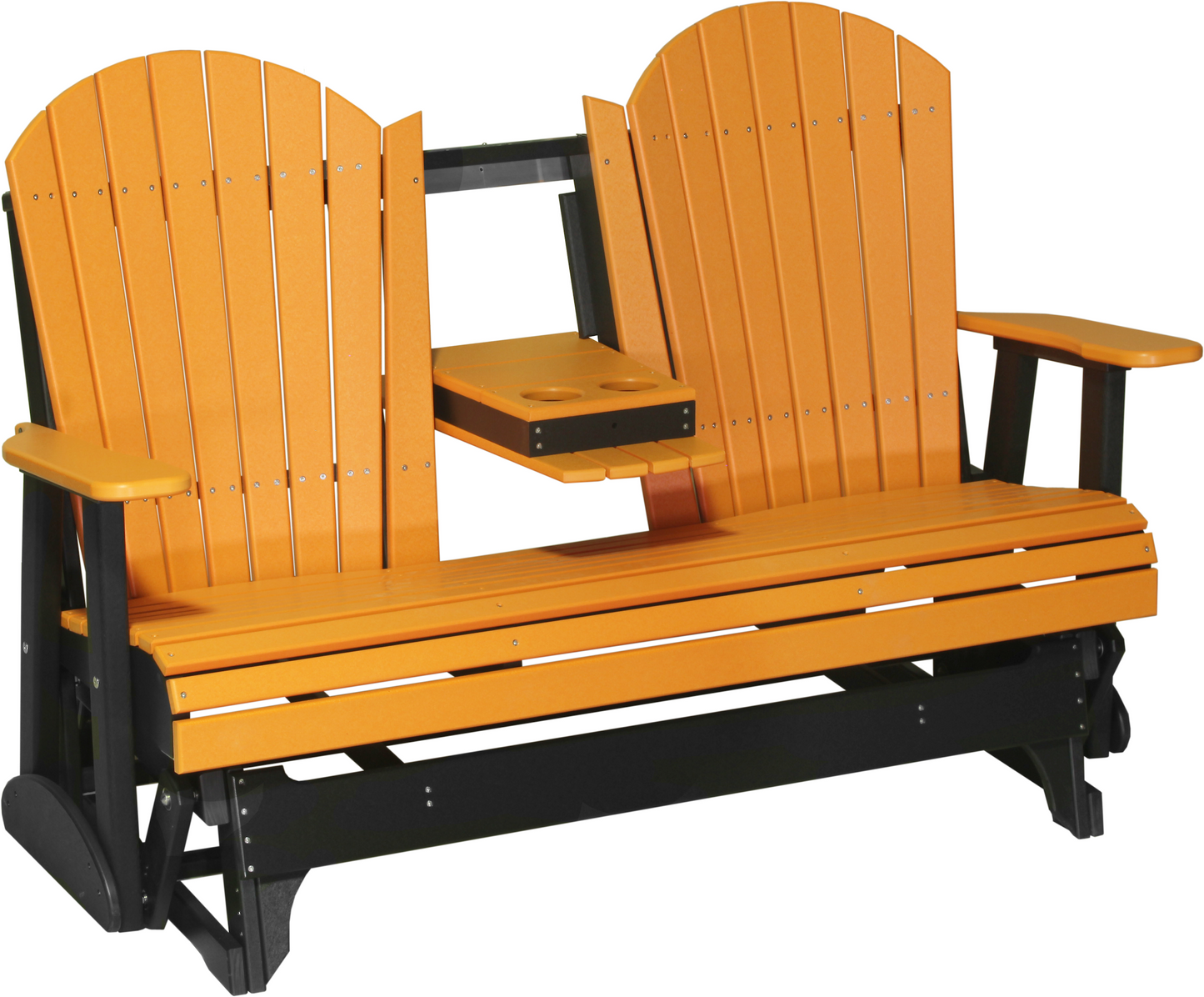 LuxCraft Recycled Plastic 5' Adirondack Glider Chair With Flip Down Center Console  - LEAD TIME TO SHIP 7 BUSINESS DAYS OR LESS
