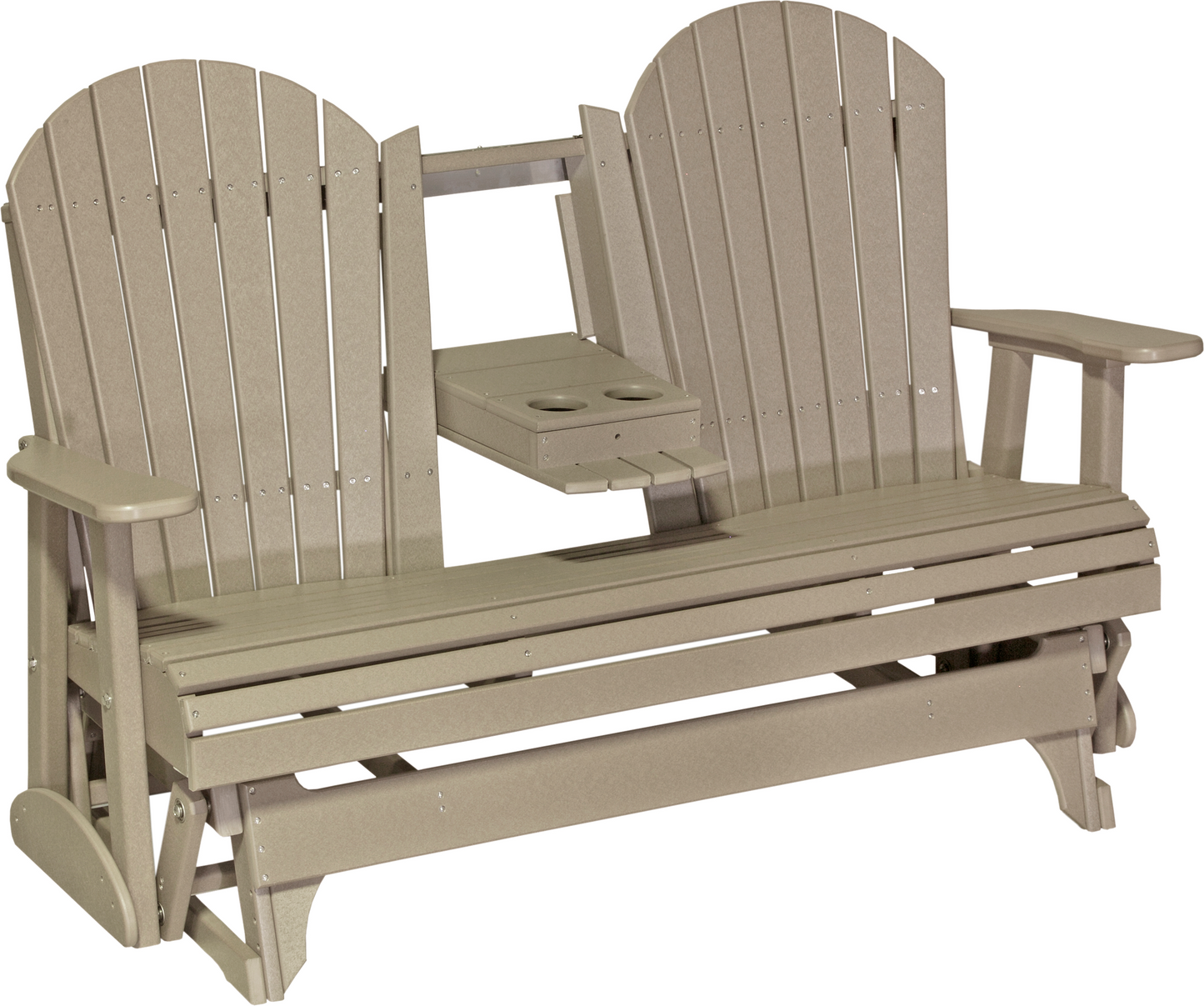 LuxCraft Recycled Plastic 5' Adirondack Glider Chair With Flip Down Center Console  - LEAD TIME TO SHIP 7 BUSINESS DAYS OR LESS