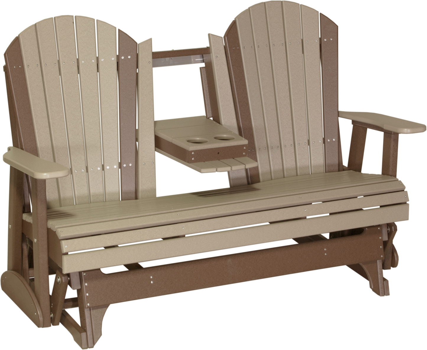 LuxCraft Recycled Plastic 5' Adirondack Glider Chair With Flip Down Center Console  - LEAD TIME TO SHIP 7 BUSINESS DAYS OR LESS