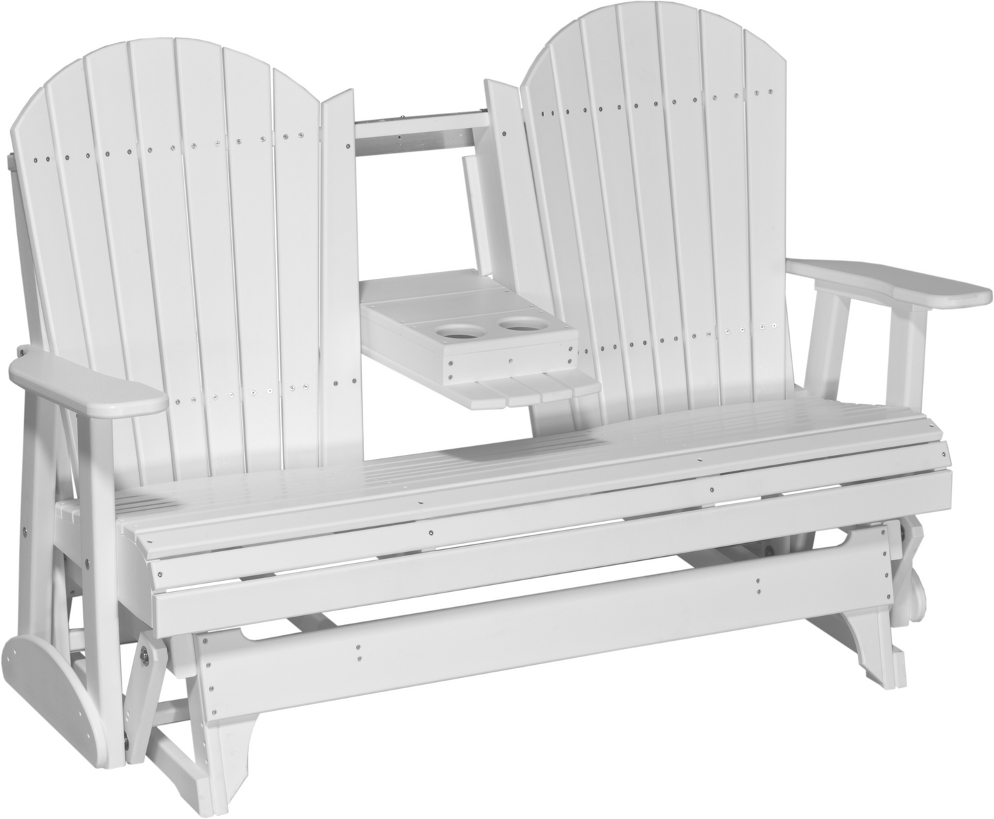 LuxCraft Recycled Plastic 5' Adirondack Glider Chair With Flip Down Center Console  - LEAD TIME TO SHIP 7 BUSINESS DAYS OR LESS