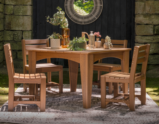 LuxCraft Recycled Plastic Island Dining Height Table Set (44" Square) With 4 Island Side Chairs - LEAD TIME TO SHIP 3 TO 4 WEEKS