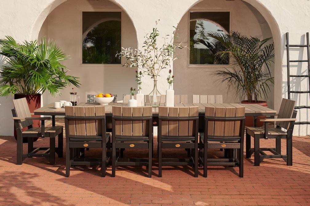Luxcraft 3'x10' Urban Rectangular 11 pc Table Set ( DINING HEIGHT) - LEAD TIME TO SHIP 3 TO 4 WEEKS