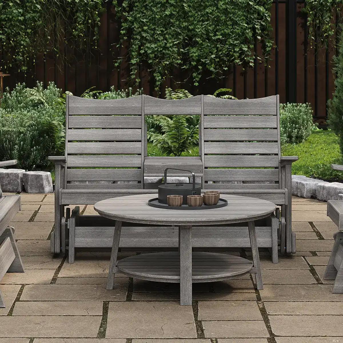 LuxCraft Recycled Plastic 5' Contour Glider with Flip Down Center Console - LEAD TIME TO SHIP 7 BUSINESS DAYS OR LESS