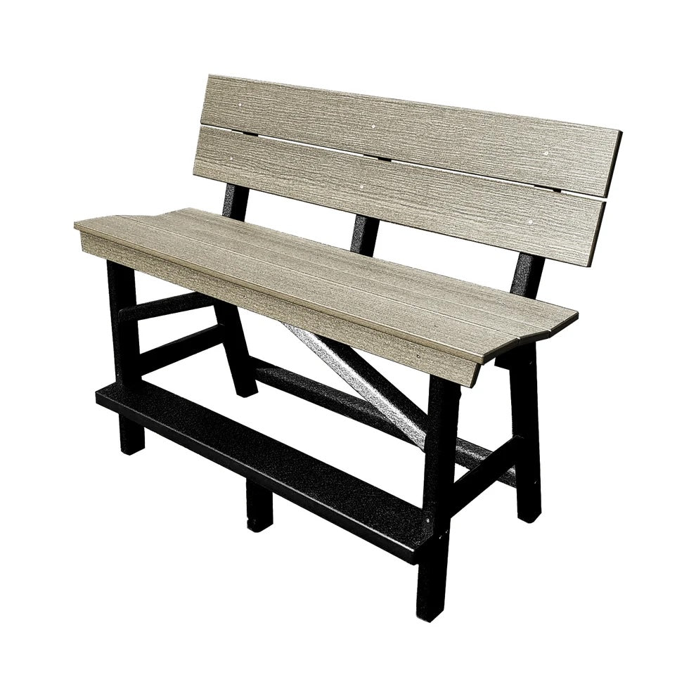 Perfect Choice Furniture Recycled Plastic Stanton Standard Bench With Back (BAR HEIGHT) - LEAD TIME TO SHIP 4 WEEKS OR LESS