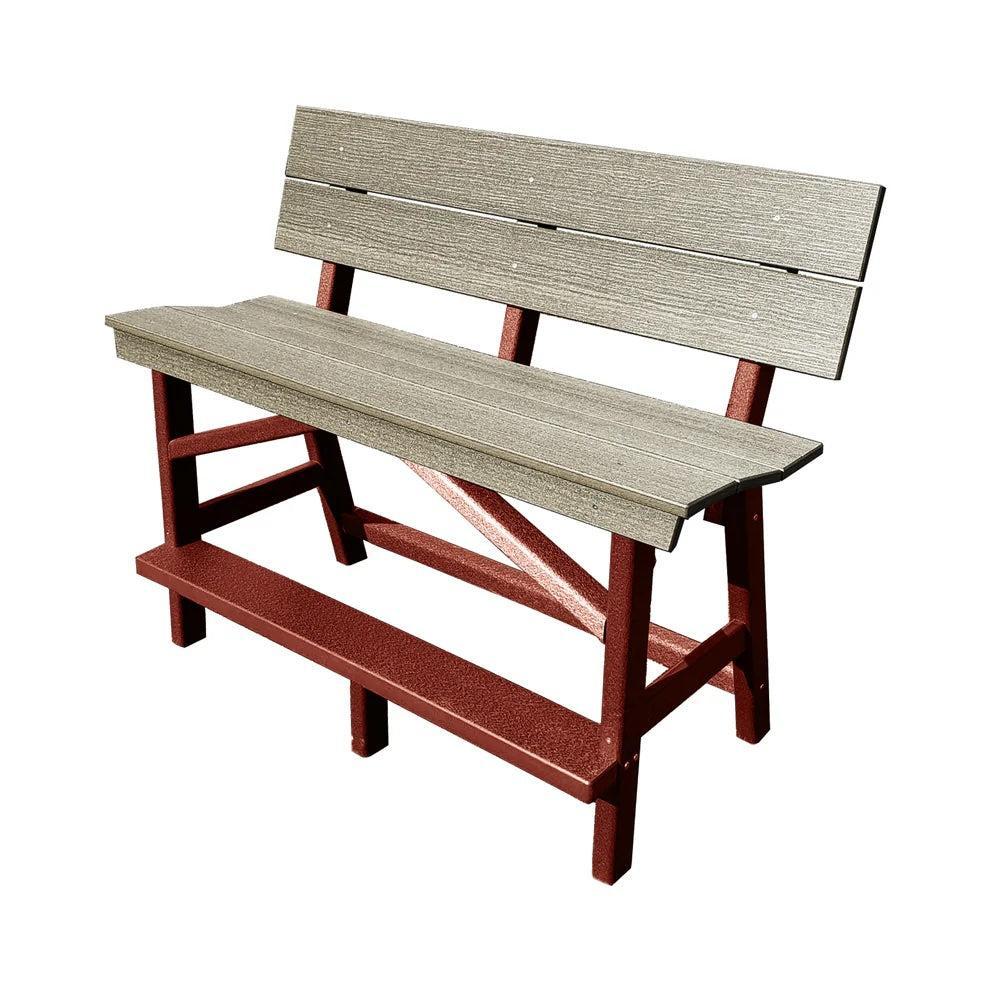 Perfect Choice Furniture Recycled Plastic Stanton Standard Bench With Back (BAR HEIGHT) - LEAD TIME TO SHIP 4 WEEKS OR LESS