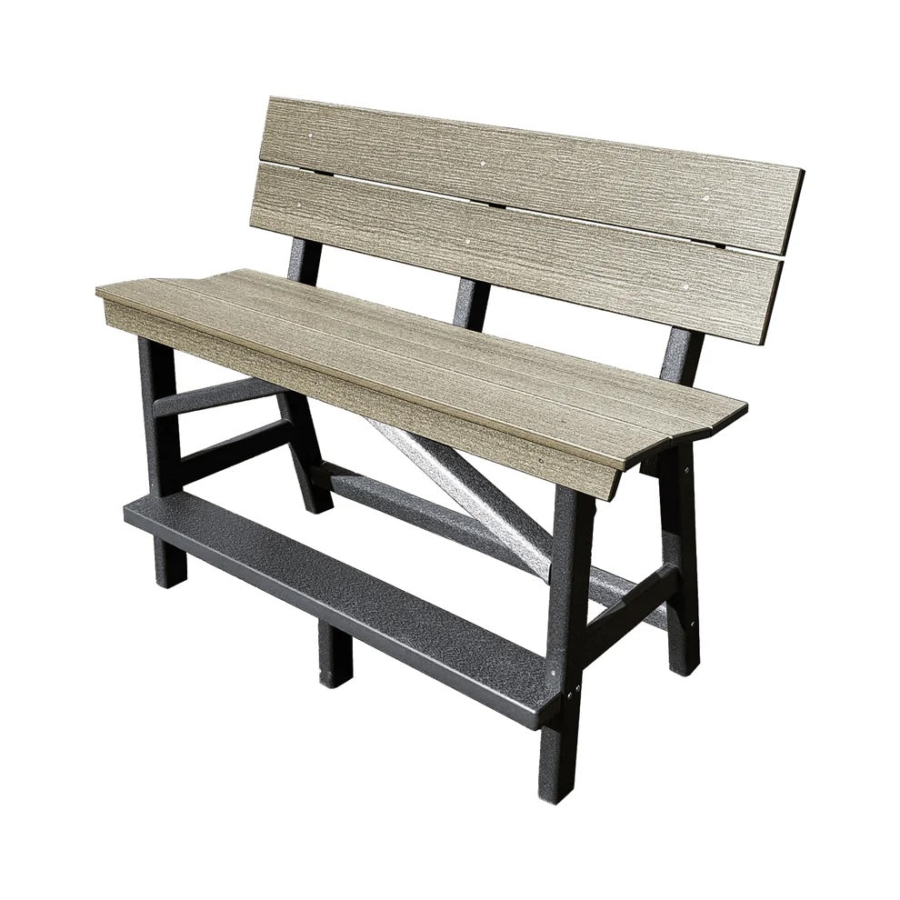 Perfect Choice Furniture Recycled Plastic Stanton Standard Bench With Back (BAR HEIGHT) - LEAD TIME TO SHIP 4 WEEKS OR LESS
