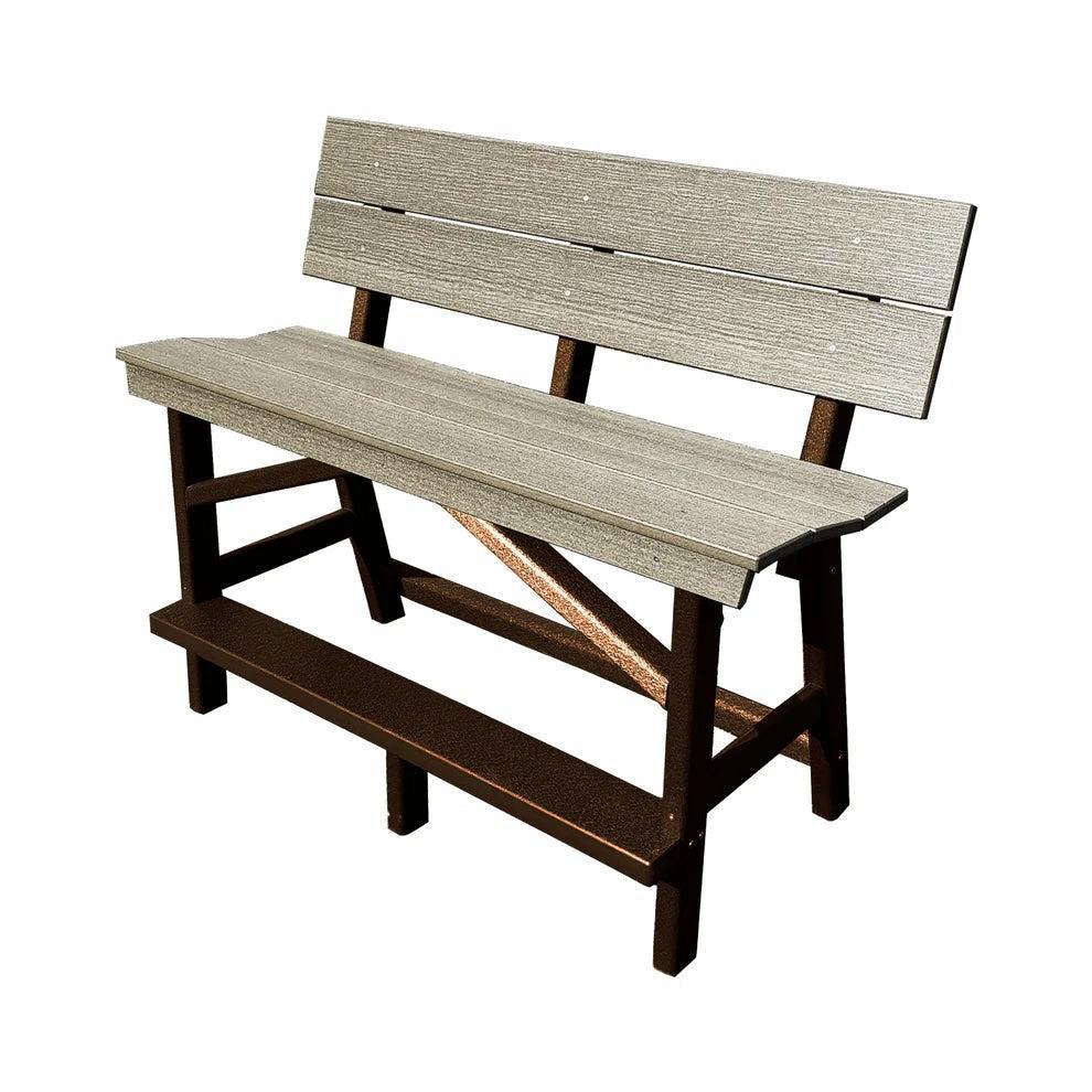 Perfect Choice Furniture Recycled Plastic Stanton Standard Bench With Back (BAR HEIGHT) - LEAD TIME TO SHIP 4 WEEKS OR LESS