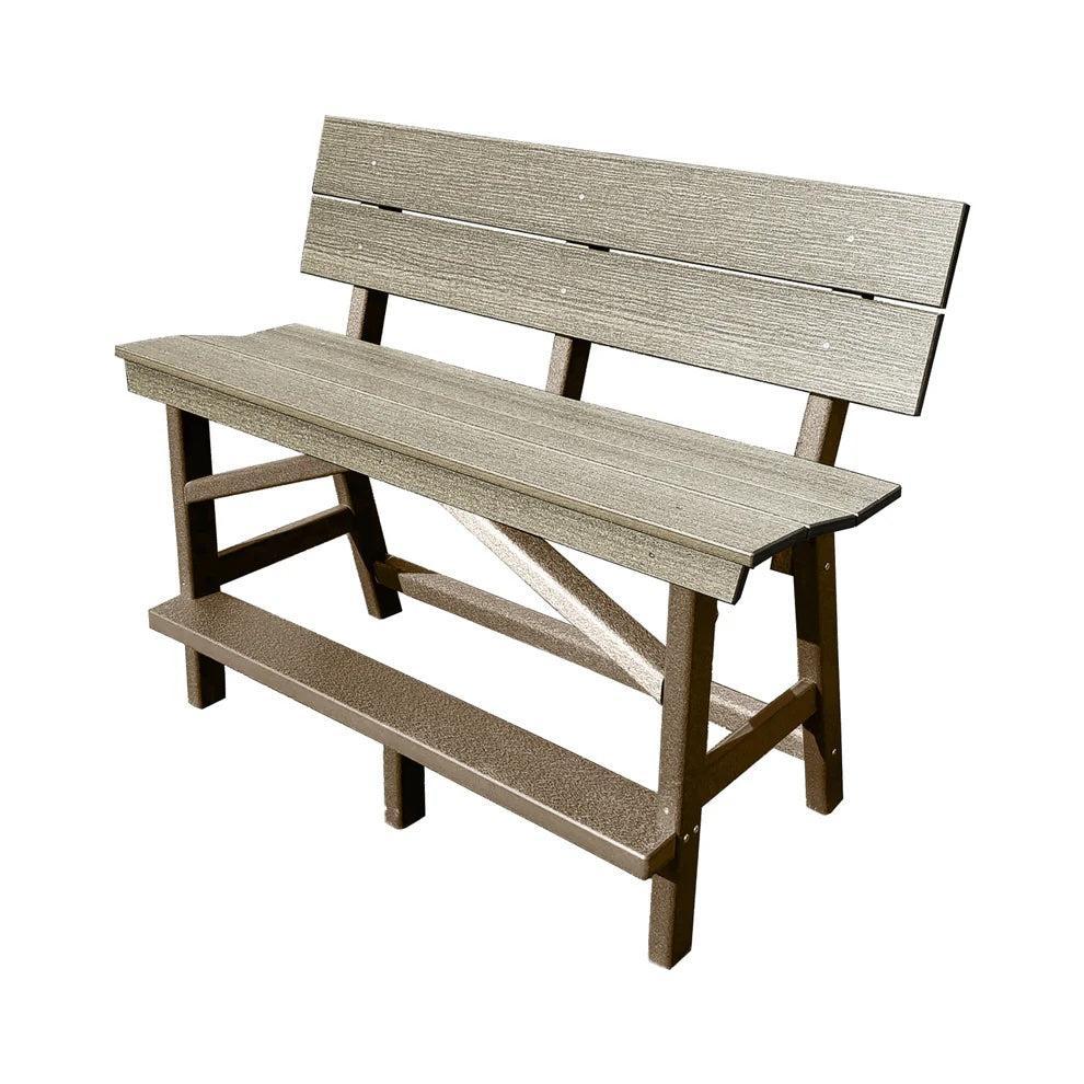 Perfect Choice Furniture Recycled Plastic Stanton Standard Bench With Back (BAR HEIGHT) - LEAD TIME TO SHIP 4 WEEKS OR LESS