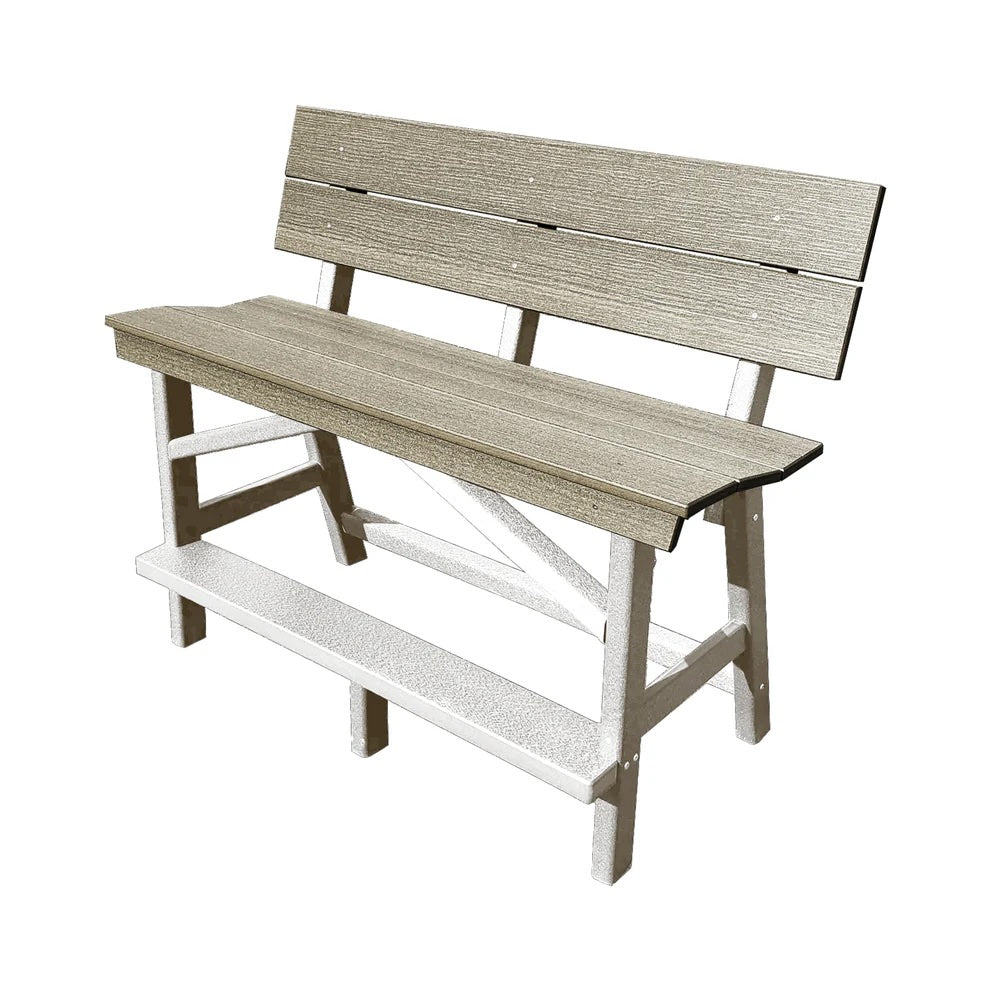 Perfect Choice Furniture Recycled Plastic Stanton Standard Bench With Back (BAR HEIGHT) - LEAD TIME TO SHIP 4 WEEKS OR LESS