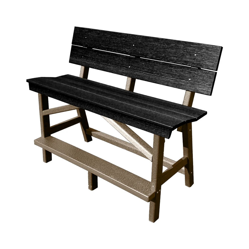 Perfect Choice Furniture Recycled Plastic Stanton Standard Bench With Back (BAR HEIGHT) - LEAD TIME TO SHIP 4 WEEKS OR LESS